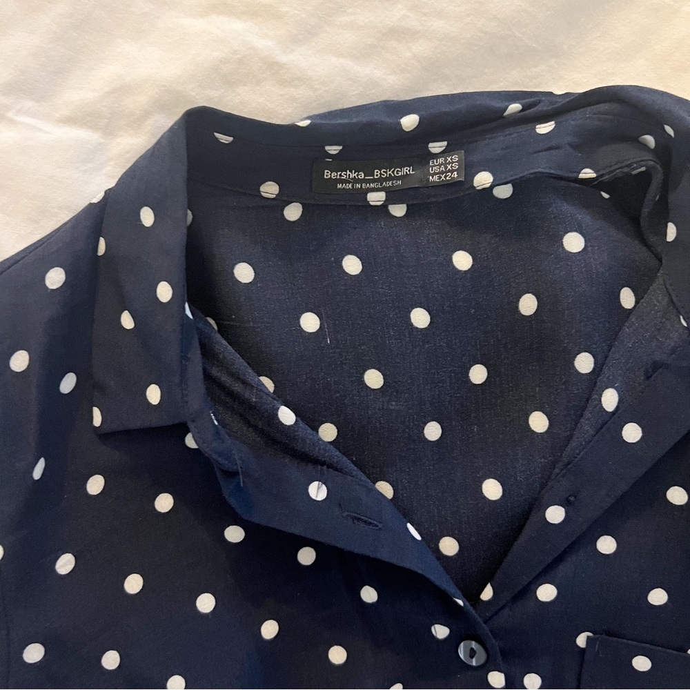Cropped Polka Dotted Button Down - image 2